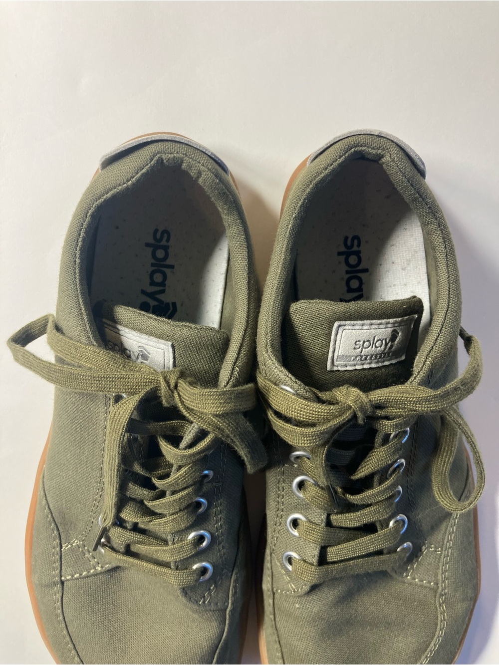 Women's Olive Canvas Lace-Up Sneakers by spls - Picture 3 of 9